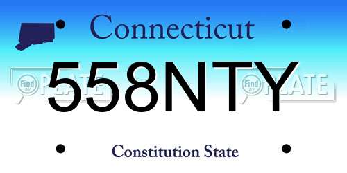 558NTY Connecticut License Plate