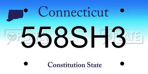 558SH3 Connecticut License Plate