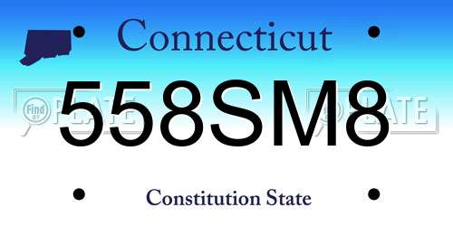 558SM8 Connecticut License Plate