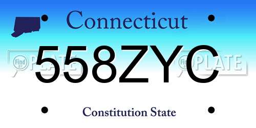 558ZYC Connecticut License Plate