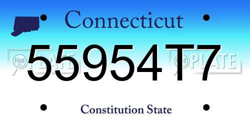 55954T7 Connecticut License Plate