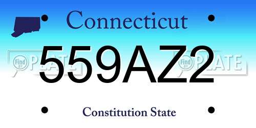 559AZ2 Connecticut License Plate