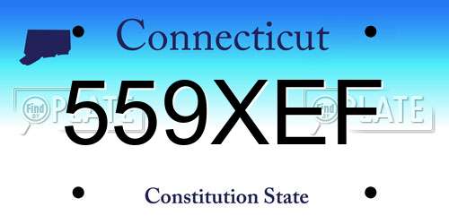 559XEF Connecticut License Plate