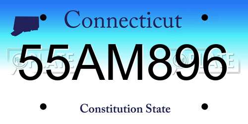 55AM896 Connecticut License Plate