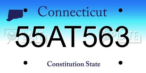 55AT563 Connecticut License Plate