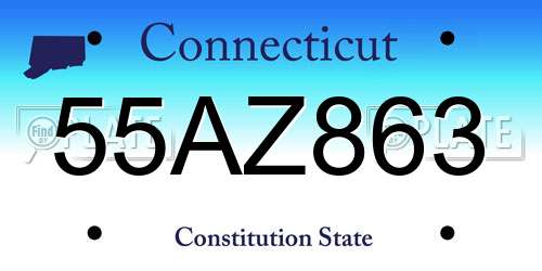 55AZ863 Connecticut License Plate
