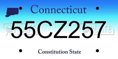 55CZ257 Connecticut License Plate