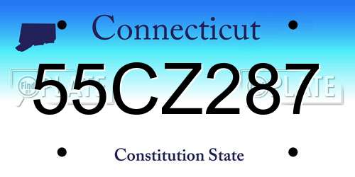 55CZ287 Connecticut License Plate