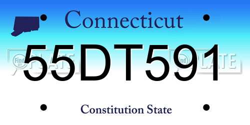 55DT591 Connecticut License Plate