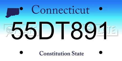 55DT891 Connecticut License Plate
