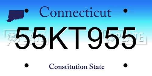 55KT955 Connecticut License Plate