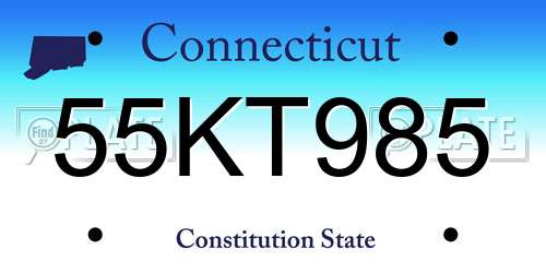 55KT985 Connecticut License Plate