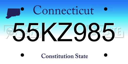 55KZ985 Connecticut License Plate