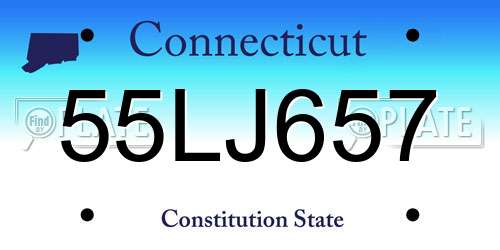 55LJ657 Connecticut License Plate