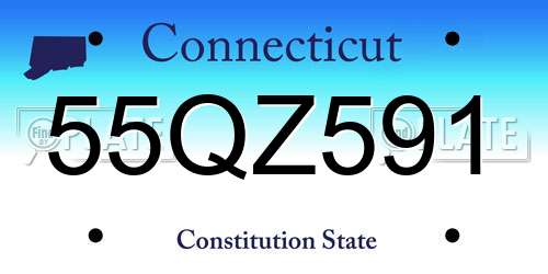 55QZ591 Connecticut License Plate