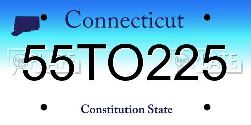 55TO225 Connecticut License Plate