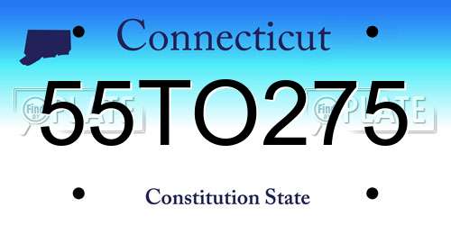 55TO275 Connecticut License Plate