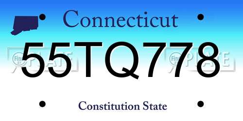55TQ778 Connecticut License Plate