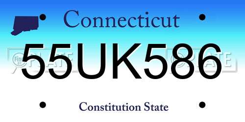 55UK586 Connecticut License Plate