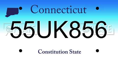 55UK856 Connecticut License Plate