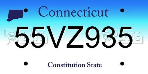 55VZ935 Connecticut License Plate