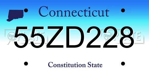 55ZD228 Connecticut License Plate