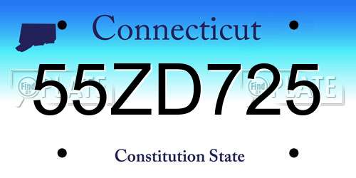 55ZD725 Connecticut License Plate