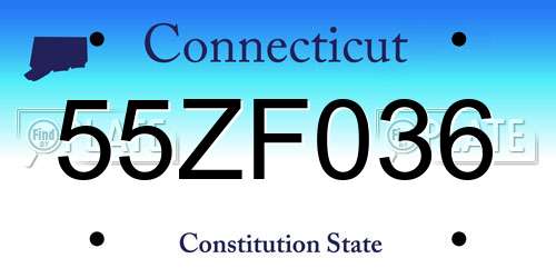 55ZF036 Connecticut License Plate