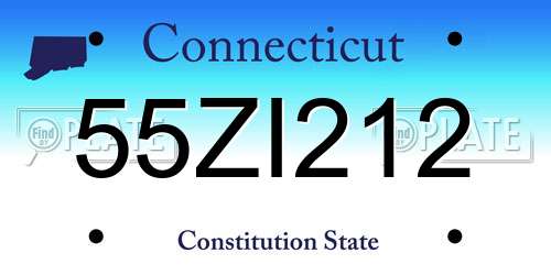 55ZI212 Connecticut License Plate