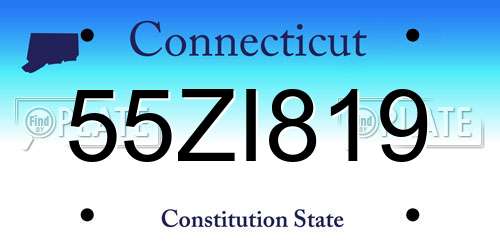 55ZI819 Connecticut License Plate