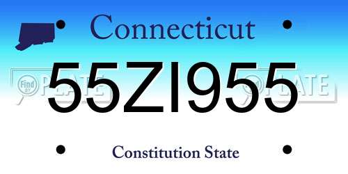 55ZI955 Connecticut License Plate