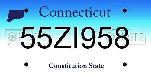55ZI958 Connecticut License Plate