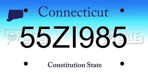 55ZI985 Connecticut License Plate