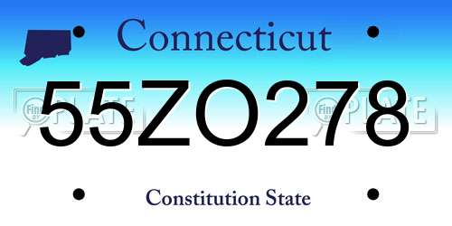 55ZO278 Connecticut License Plate