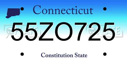 55ZO725 Connecticut License Plate