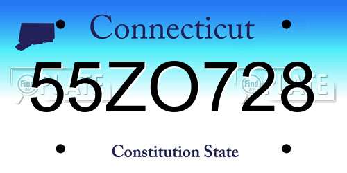 55ZO728 Connecticut License Plate