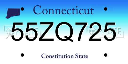 55ZQ725 Connecticut License Plate