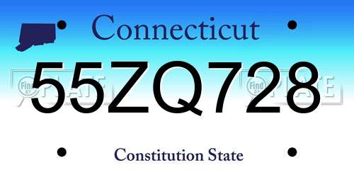 55ZQ728 Connecticut License Plate