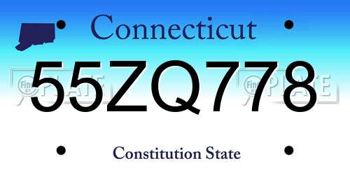 55ZQ778 Connecticut License Plate
