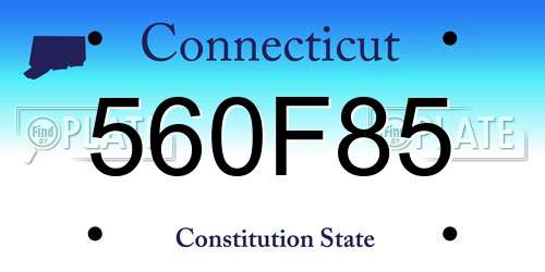 560F85 Connecticut License Plate