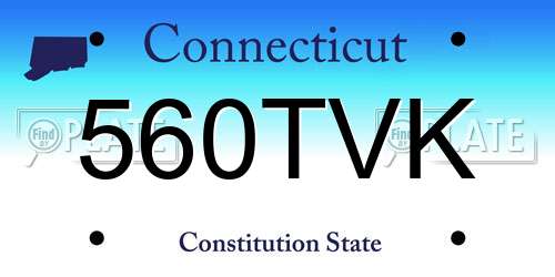 560TVK Connecticut License Plate