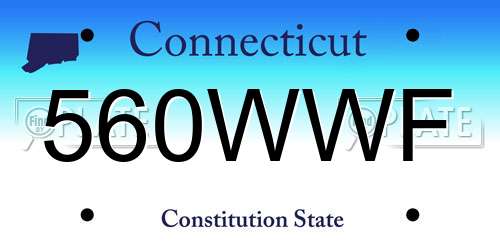 560WWF Connecticut License Plate