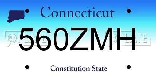 560ZMH Connecticut License Plate