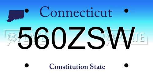 560ZSW Connecticut License Plate
