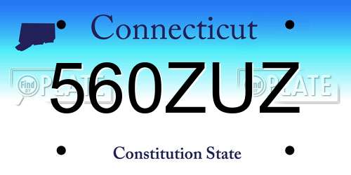 560ZUZ Connecticut License Plate