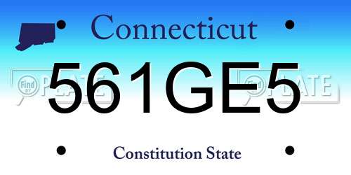 561GE5 Connecticut License Plate