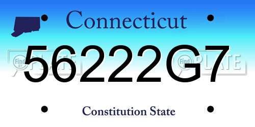 56222G7 Connecticut License Plate