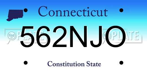 562NJO Connecticut License Plate