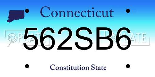562SB6 Connecticut License Plate