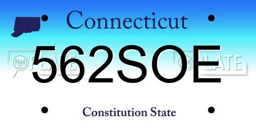 562SOE Connecticut License Plate